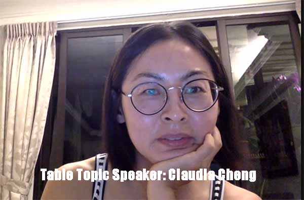 Table Topic Speaker Claudia Cheng