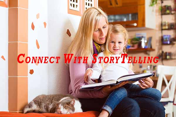 Connect With Storytelling mother reading night story to kid at home