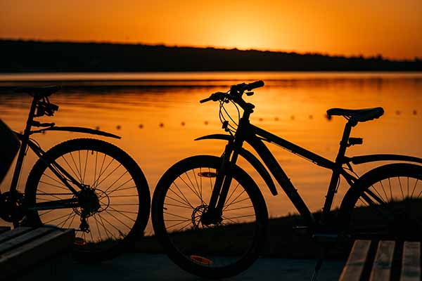 bicycle on the background of a sunset bicycle on the background of a sunset