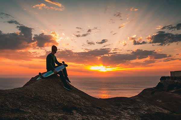skater boy at sunset
