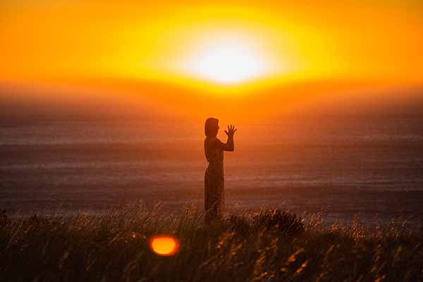 Standing in the wilderness at dawn