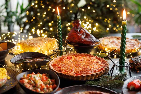 festive table setting with christmas decorations thumbnail